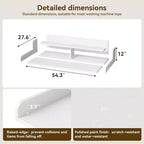 Wood Washer and Dryer Topper, 54 Laundry Countertop with 2-Tier Storage Shelf, Anti-Slip Work Surface with Guardrails for Laundry Organization