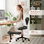 Pinmoco ergonomischer Bürostuhl mit gekreuzter Sitzfläche, höhenverstellbarer Meditationsstuhl, um 360° drehbar, Lordosenstütze, Arbeits- und Bürostuhl, ADHD-Stuhl