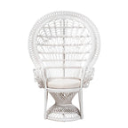 Kallima moderne bohemien pauwenstoel van wit en naturel rotan