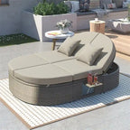 Outdoor-Sonnenliege für die Terrasse, 2-Personen-Tagesbett mit Polstern und Kissen