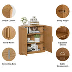 Dovelina Corner Cabinet with Adjustable Shelves Sideboard Buffet Wine Cabinet Kitchen and Dining Cabinet with Wood Doors - 31H x 31W, 36H x 31W