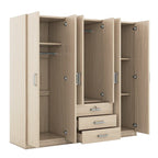 Armoire de rangement en bois à 6 portes avec 3 grands tiroirs pour chambre