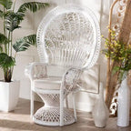 Kallima moderne bohemien pauwenstoel van wit en naturel rotan