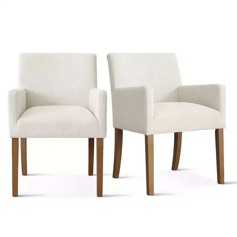 Set van 6 gestoffeerde eetkamerstoelen met armleuningen, moderne linnen fauteuils met houten poten, accentstoelen voor eetkamer en woonkamer - Panipeachy