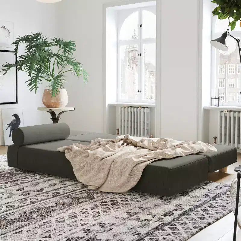 Tagesbett / ausklappbares Schlafsofa in Queen-Size – Microvelours