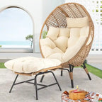 Fauteuil œuf d’intérieur FINCATI, fauteuil œuf d’extérieur supportant 440 lbs, fauteuil œuf surdimensionné avec pouf, fauteuil œuf luxueux et confortable avec repose-pieds