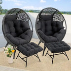Fauteuil œuf d’intérieur FINCATI, fauteuil œuf d’extérieur supportant 440 lbs, fauteuil œuf surdimensionné avec pouf, fauteuil œuf luxueux et confortable avec repose-pieds