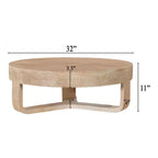 Royal Hampton 32 Inch Round Top Coffee Table with Open Sled Base