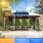 EROMMY Pavillon mit festem Dach, Outdoor-Pergola mit Doppeldach, Netzvorhängen und Vorhängen, robustes Vordach für Terrasse, Garten und Poolpartys