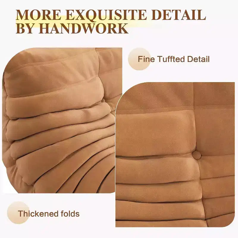 Übergroßes Fireside-Sitzsacksofa mit Hocker, haustierfreundlicher Kunstveloursleder-Loveseat für Wohnzimmer oder Büro, keine Montage erforderlich