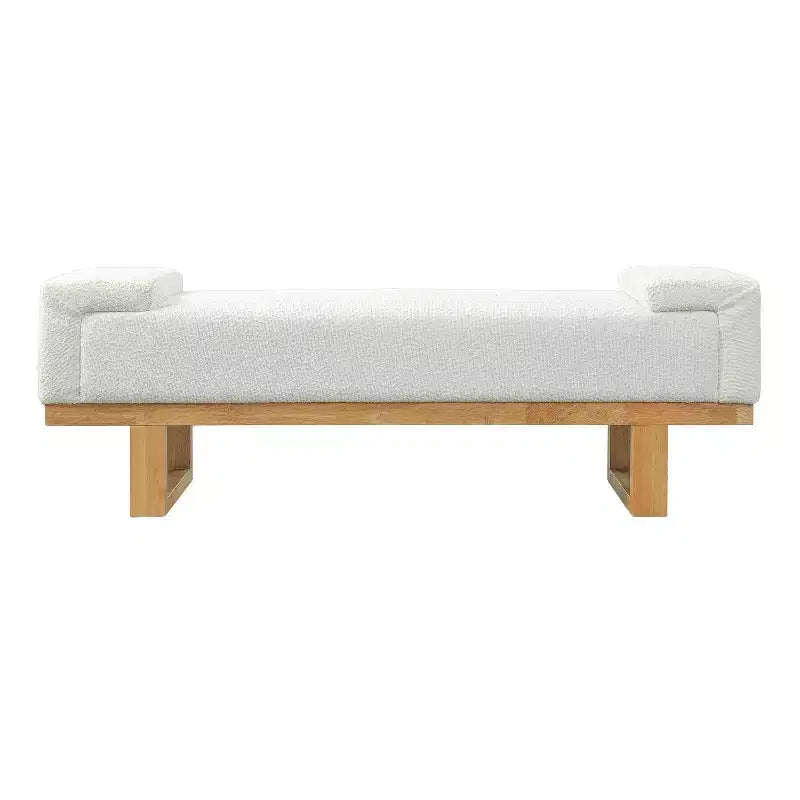 Christopher Knight Home Paulina moderne Sitzbank aus Gummibaumholz mit Bouclé-Polsterung