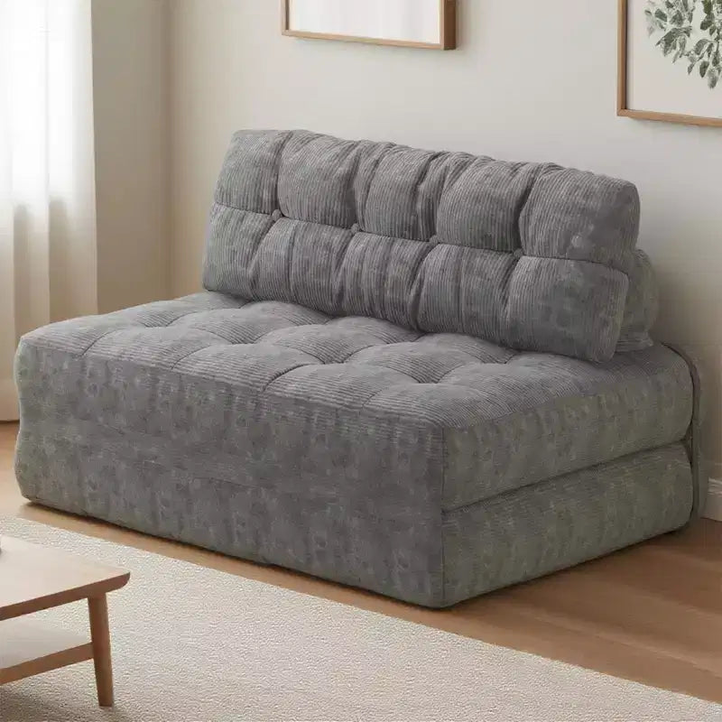 Full Corduroy Folding Sofa Bed Futon, Floor Convertible Sleeper Chair with Pillow & Back Support