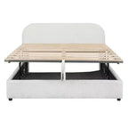 Lit rembourré queen size avec rangement relevable - blanc