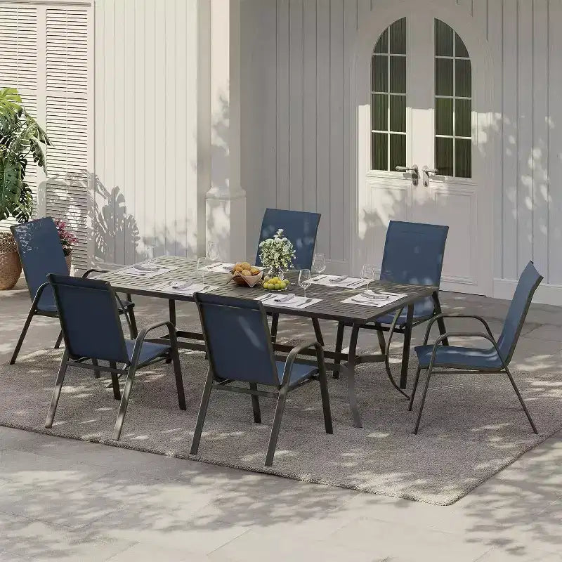 Chaises de patio, ensemble de 4 ou 6 chaises de salle à manger d’extérieur empilables, légères et résistantes à toutes les intempéries, en textilène, avec accoudoirs, pour jardin et terrasse de piscine