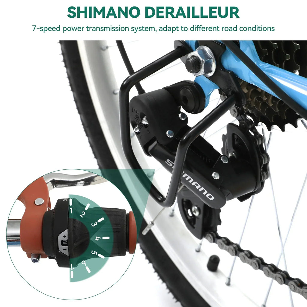 Moasis24/ 26-Zoll-Cruiser-Fahrrad mit 7 Gängen, verstellbarem Durchstieg, Pendlerfahrrad