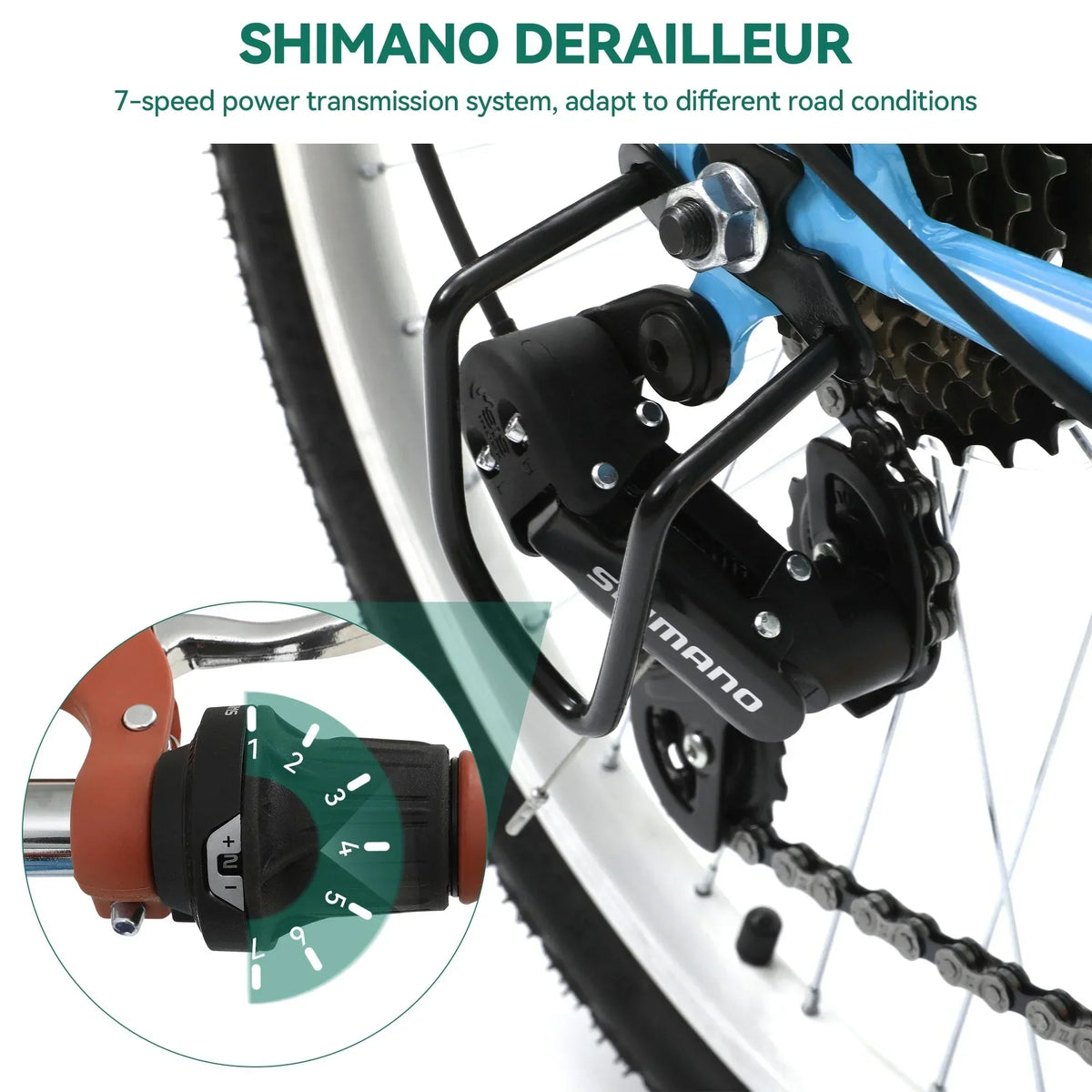 Moasis24/ 26-Zoll-Cruiser-Fahrrad mit 7 Gängen, verstellbarem Durchstieg, Pendlerfahrrad