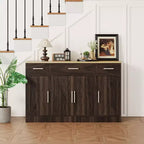 Buffet de rangement Celebalcony, grand meuble de cuisine de 53,4 pouces avec 3 tiroirs et 4 portes, étagère réglable pour la cuisine et le salon