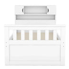 Lit plateforme de capitaine Twin/Full avec 4 tiroirs et étagères de rangement, structure en bois massif avec tête de lit bibliothèque et rangements