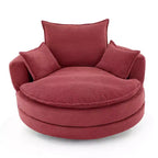 360 Swivel Accent Chair, Barrel Chair Swivel Round Sofa Chair with Cushion for Living Room