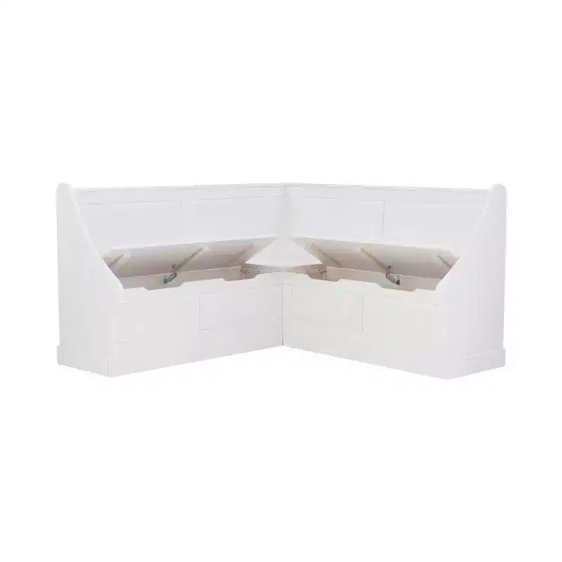 Tobin Traditional Solid Wood Backless Storage Corner Nook Breakfast Bench Cushion White - Linon