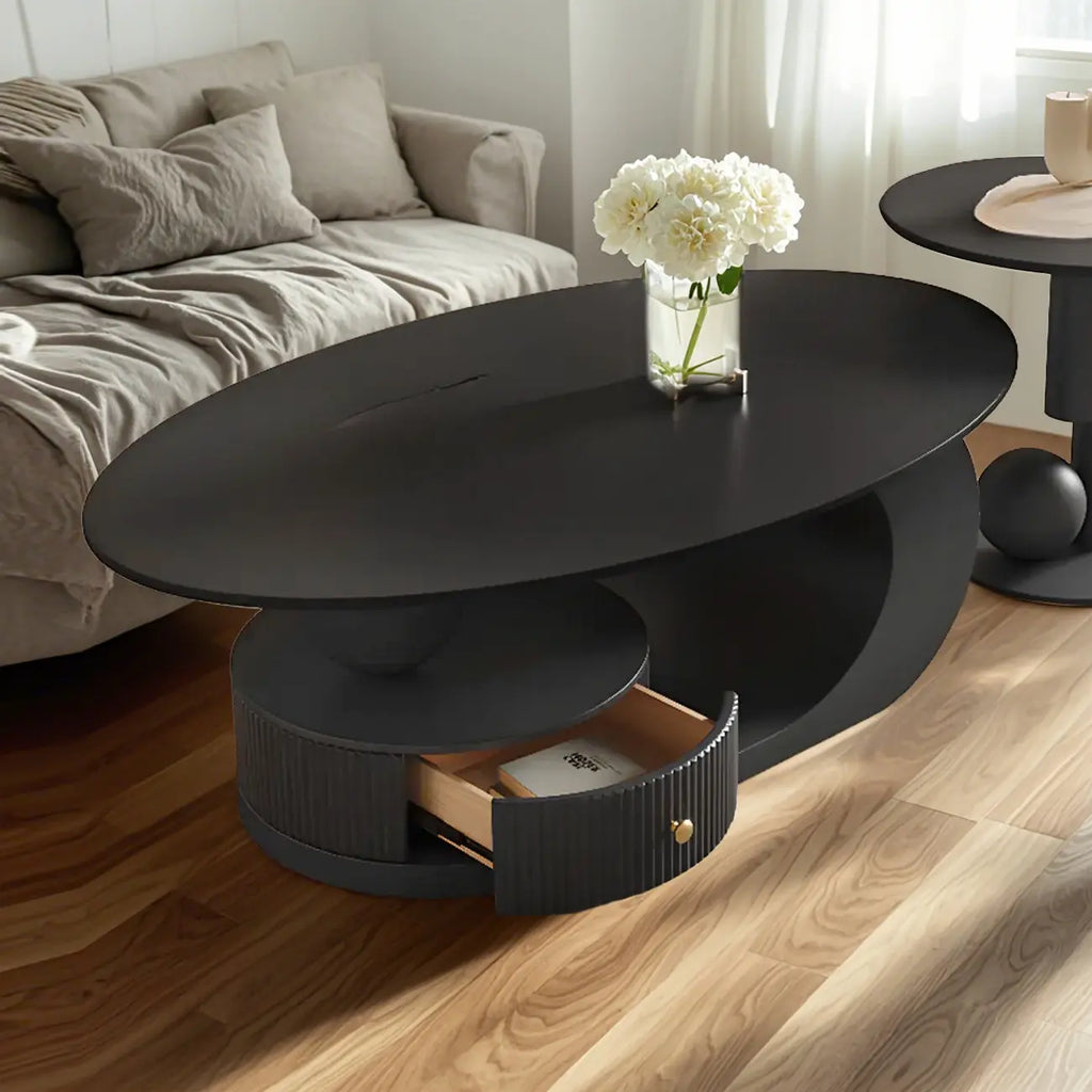 Moderne salontafel met wit stenen blad en krasbestendige afwerking