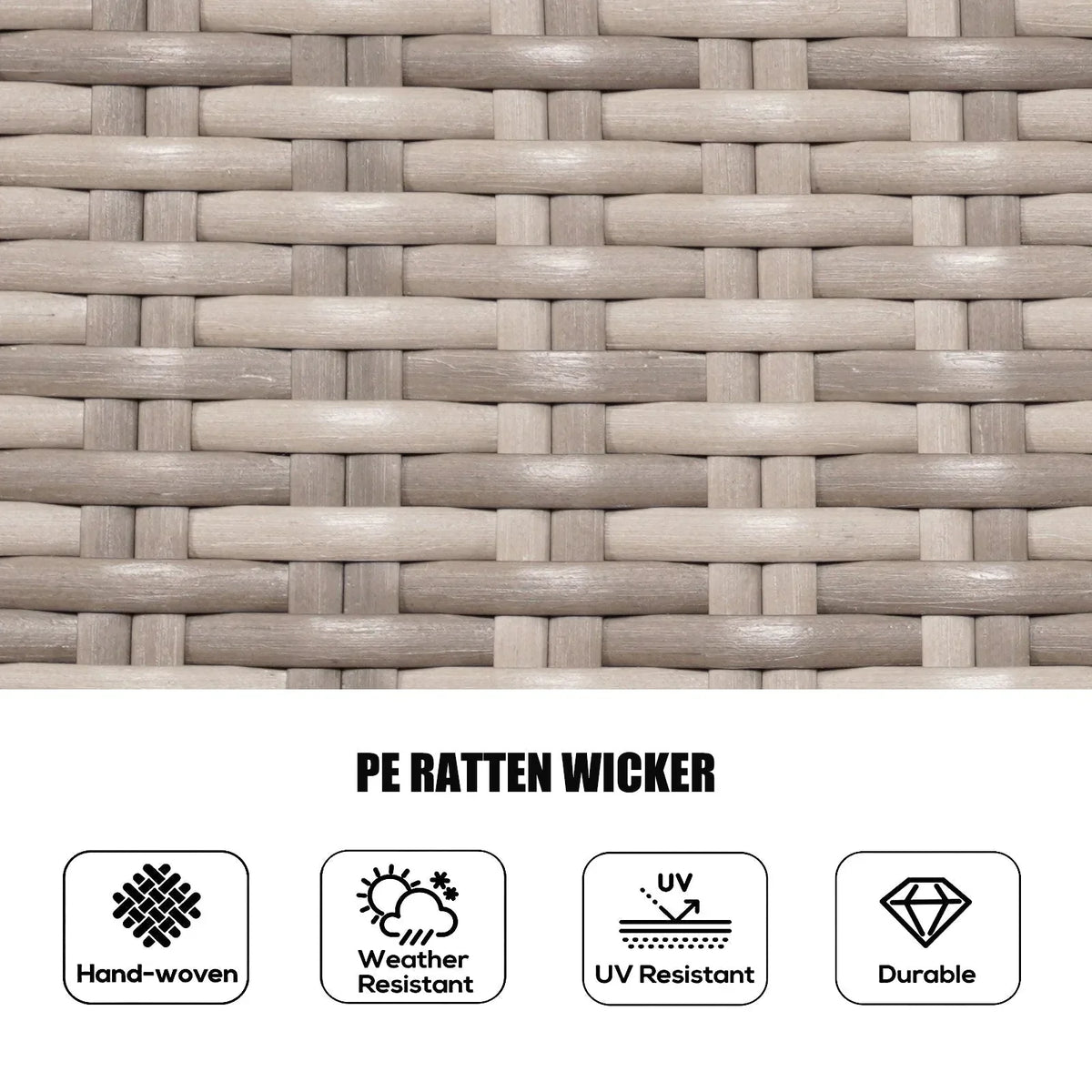 Ensemble de salle à manger rond de jardin en rotin tressé, 7 pièces, avec coussins, par Moda Furnishings