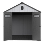 Opslagschuur van 6 ft x 4 ft/6 ft x 8 ft/8 ft x 6 ft/8 ft x 10 ft, weerbestendig kunststofhars voor buiten met vloer, gereedschapsschuur met puntdak