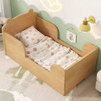 Okak vloerbed in de vorm van een beer voor kinderen van 3-6 jaar, peuterbedframe met veiligheidshekje, schattig kinderbed in de vorm van een dier