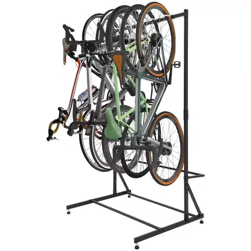 Freistehender Fahrradständer für 5 Fahrräder mit einer hohen Tragfähigkeit von 300 lb, robuster Organizer für die sichere und stabile Aufbewahrung von Fahrrädern in Vorgärten und Hinterhöfen