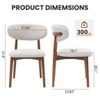 Dining Chairs Set of 4, Mid Century Modern Upholstered Dining Room Chairs, Farmhouse Kitchen Chairs with Padded Fabric Seat & Wood Legs, Beige