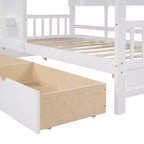 Holzhausbett in Twin-/Full-Größe mit 2 Schubladen, Kinderbett mit Ablagefach – ModernLuxe