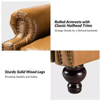 Set aus 2 modernen Elisabete-Sesseln mit hoher Rückenlehne aus echtem Leder und Vintage-Nagelkopfbesatz für Wohnzimmer und Schlafzimmer| ART OF LIVING DESIGNS