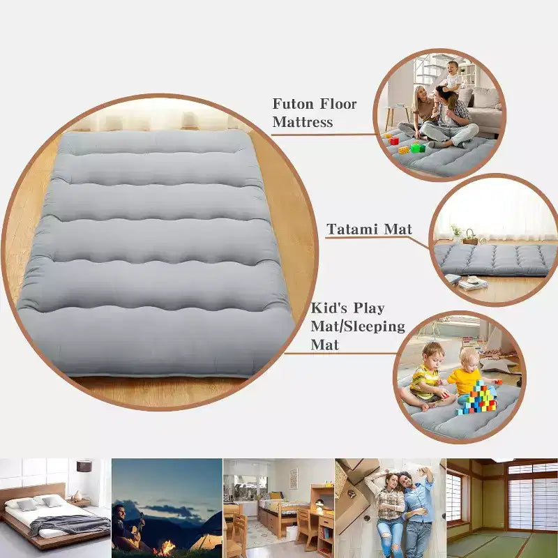 Japans futonmatras, opvouwbare slaapmat voor op de vloer, tatamimat voor thuis, kamperen en als matras