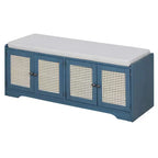 Banc de rangement rustique en bois Whisen, banc à chaussures pour entrée avec coussin amovible et étagères réglables