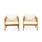 Jabe Outdoor Acacia Wood and Wicker Club Chair Set by Christopher Knight Home