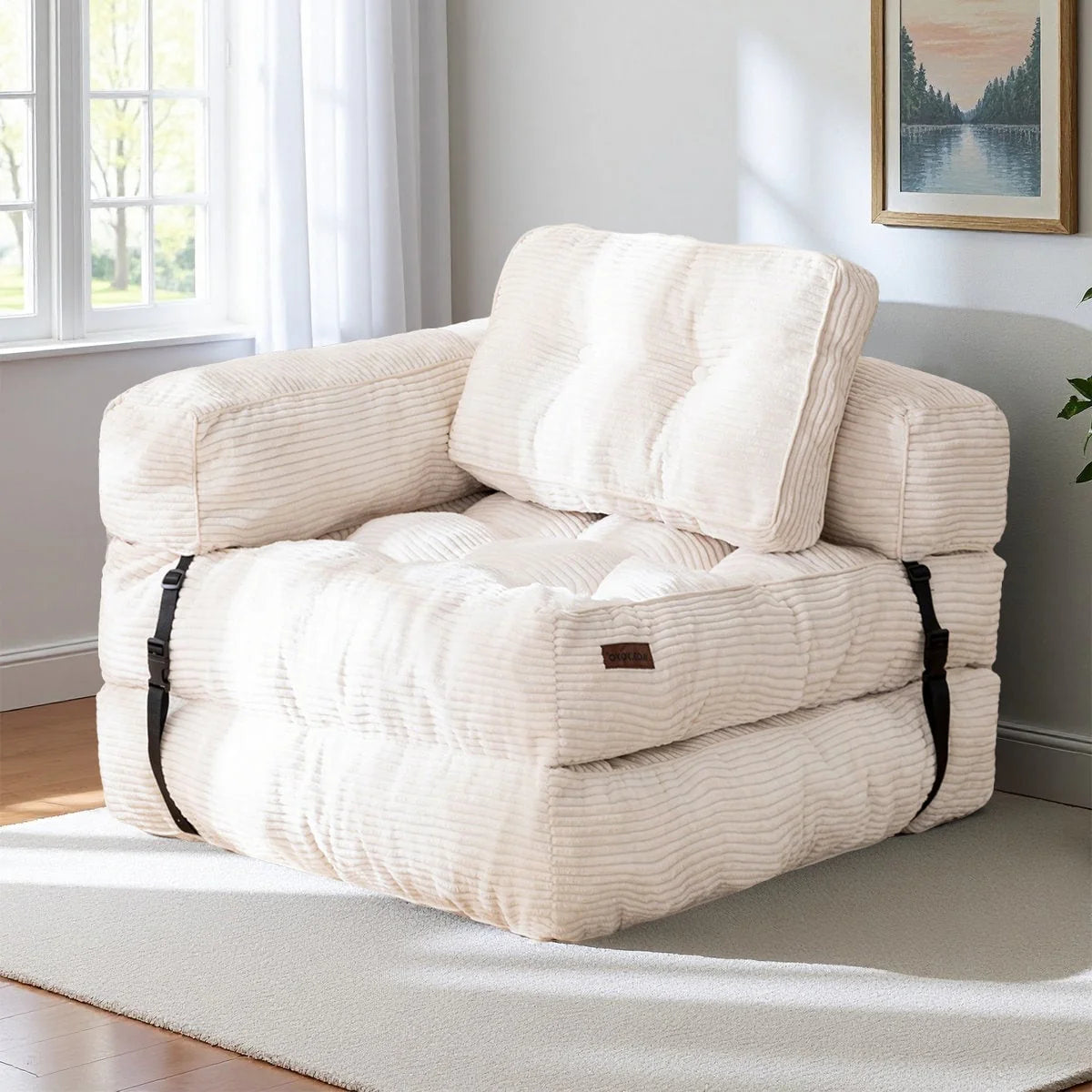 Foldable Sofa Bed,L-Shaped Floor Sofa Couch