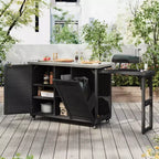 78.3-Inch Outdoor Kitchen Island with Stainless Steel Countertop, Foldable BBQ Station, and Storage Cabinets, Black
