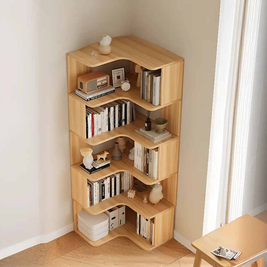Eckbücherregal aus Holzwerkstoff mit 6 Ablagen
