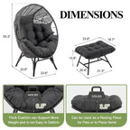 Fauteuil œuf d’intérieur FINCATI, fauteuil œuf d’extérieur supportant 440 lbs, fauteuil œuf surdimensionné avec pouf, fauteuil œuf luxueux et confortable avec repose-pieds