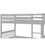 Twin Over Twin Modern Wood Bunk Bed with Trundle, Convertible into 2 Beds