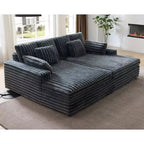AMERLIFE 93-Zoll-Doppel-Chaiselongue-Sofa für zwei Personen, tiefes Cloud-Sofa mit Lendenkissen und breiten Armlehnen, einfache Montage, Kunstfell