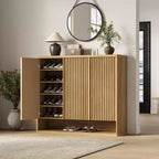 Meuble à chaussures avec porte à cannelures et étagères réglables pour l’entrée ou le salon