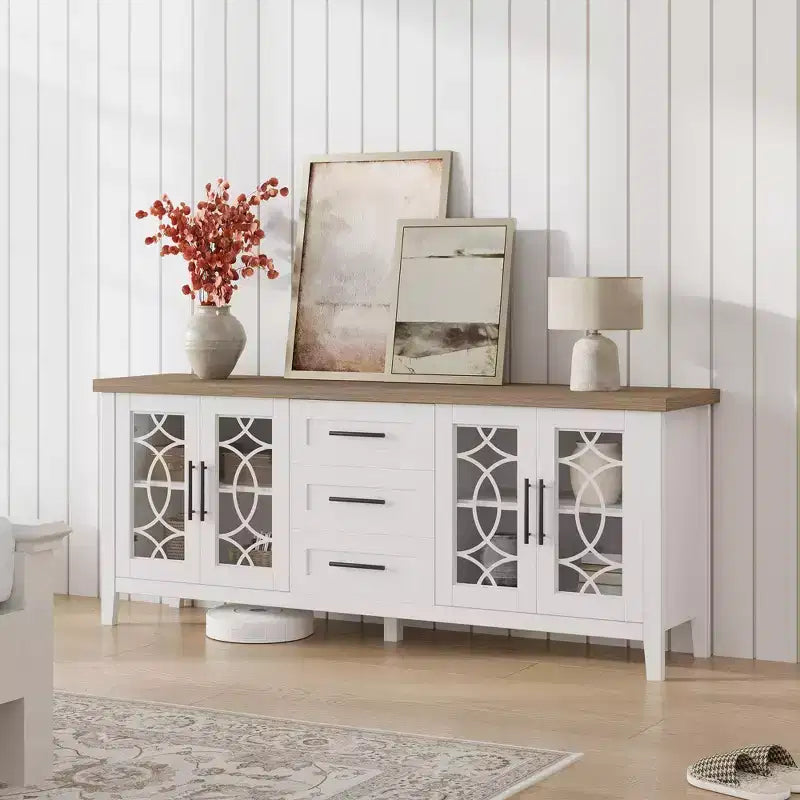 Meubles TV avec tiroirs de rangement, meuble de divertissement TV, console TV pour le salon ou la chambre, armoire de rangement