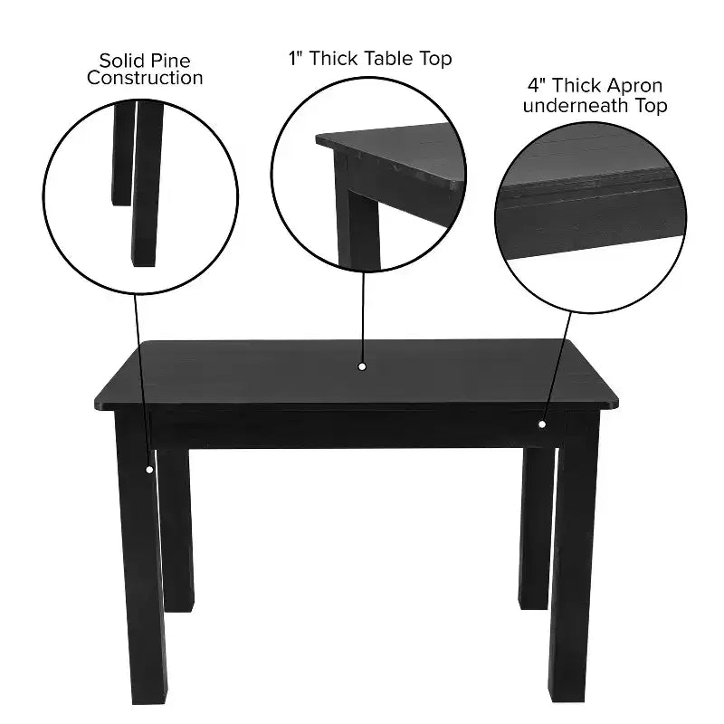 Table de salle à manger de ferme rectangulaire en pin massif Flash Furniture, 46 x 30