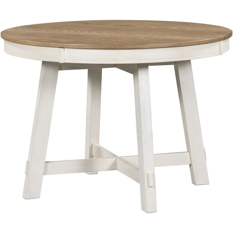 Table de salle à manger ronde extensible de style champêtre avec rallonge de 16 po, table de cuisine en bois