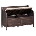Rustic Solid Wood Entryway Storage Bench with Safety Hinge