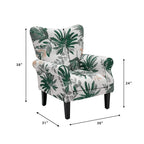 Erommy moderne accentstoel, fauteuil met hoge rugleuning, gestoffeerde stoffen fauteuil met knopen en houten poten voor de woonkamer
