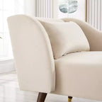 Modern Velvet Chaise Lounge Chair, Upholstered Arm Chaise Lounge with Curved Armrest, Sleeper Lounge Sofa Couch for Bedroom Office Living Room