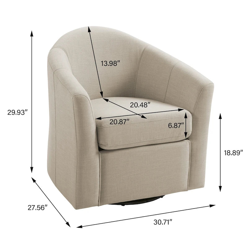 Ensemble de 2 fauteuils tonneau pivotants modernes rembourrés, fauteuils d’appoint pour salon