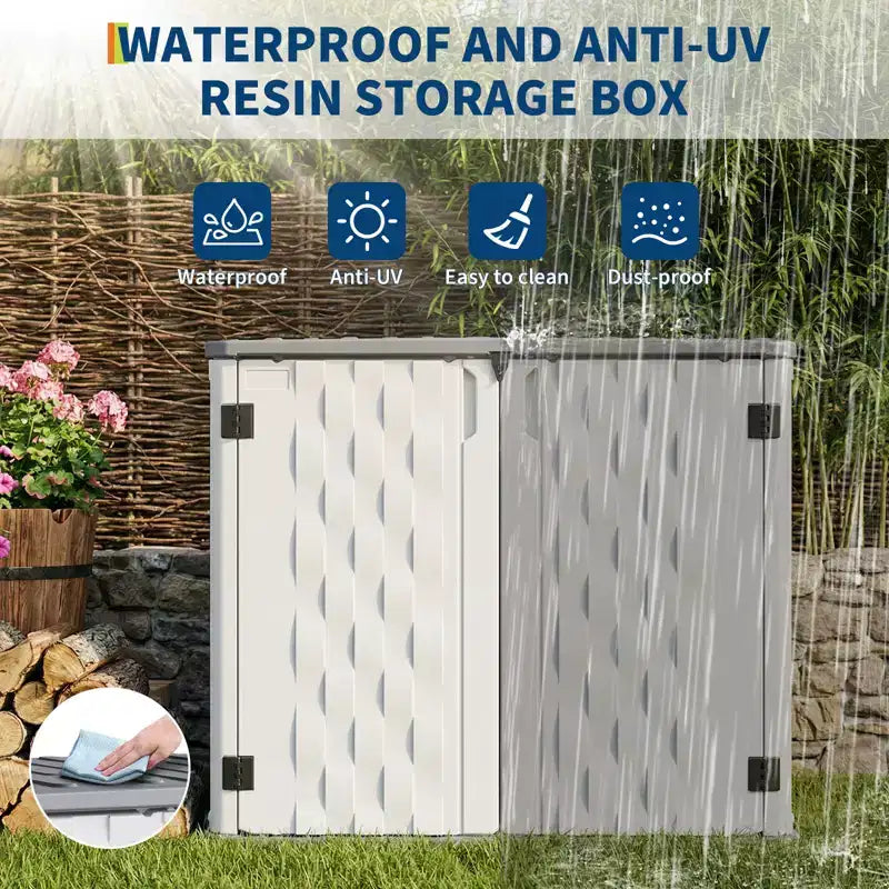 Outdoor Storage Cabinet, Waterproof Outdoor Resin Storage Box, for Garbage Cans